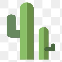 Png tall flat cactus flat sticker, transparent background