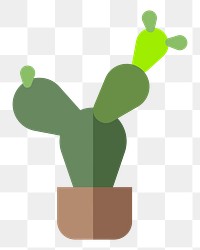 Png house cactus flat sticker, transparent background