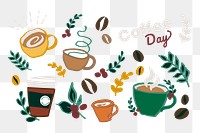 Png coffee day element, transparent background