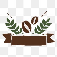 Png coffee ribbon banner logo, transparent background