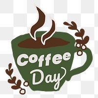 Png coffee day element, transparent background