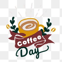 Png coffee day element, transparent background