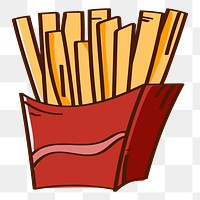 Png french fries doodle sticker, transparent background
