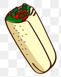 Png tortilla wrap doodle sticker, transparent background