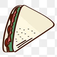 Png club sandwich doodle sticker, transparent background