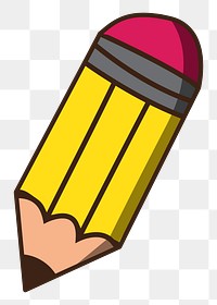 Png yellow pencil doodle sticker, transparent background