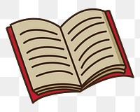 Png open book doodle sticker, transparent background