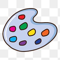 Png artist paint palette doodle sticker, transparent background
