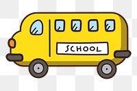 Png yellow school bus doodle sticker, transparent background