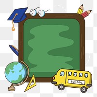 Png school chalkboard design frame, transparent background