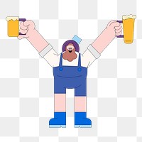 Png big guy celebrating oktoberfest sticker, transparent background