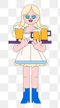 Png woman celebrating oktoberfest sticker, transparent background