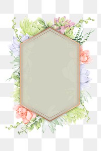 Watercolor flowers png badge, transparent background