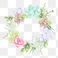 Watercolor flowers png frame, transparent background