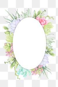 Watercolor flowers png badge, transparent background