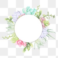 Watercolor flowers png badge, transparent background