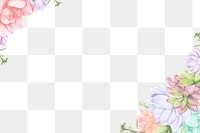 Watercolor flowers png border, transparent background