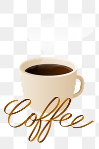 Png hot coffee design element, transparent background