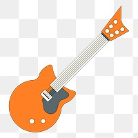 Png orange electric guitar sticker, transparent background