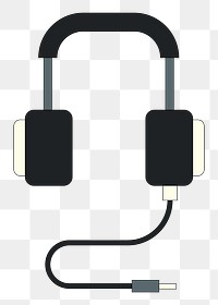 Png black headphones sticker, transparent background