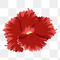 Png red flower sticker, transparent background