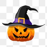 Png Jack O'Lantern in a witch's hat sticker, transparent background