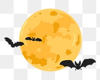 Png full moon with bats sticker, transparent background