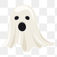 Png cute white ghost sticker, transparent background