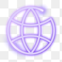 Png neon online world icon, transparent background