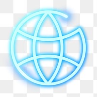 Png neon online world icon, transparent background