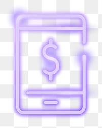 Png neon online banking icon, transparent background