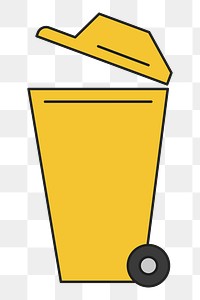 PNG Yellow trash bin environment icon illustration sticker, transparent background