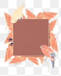 Png square botanical frame, transparent background