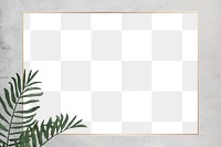 Png minimal botanical border frame, transparent background