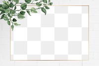 Png minimal botanical border frame, transparent background