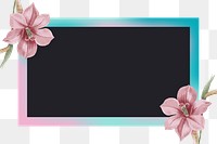 Png pink floral frame, transparent background