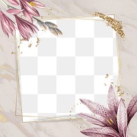 Png aesthetic floral border frame, transparent background