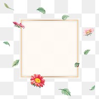 Png cute flower frame, transparent background