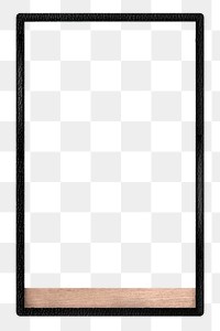 Png black leather rectangle frame, transparent background