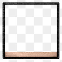 Png black leather square frame, transparent background