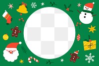 Png green Christmas design border frame, transparent background