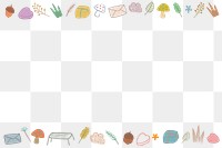 Cute objects png border, transparent background