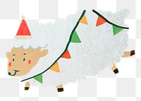 Png christmas sheep doodle sticker, transparent background