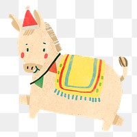 Png happy christmas horse doodle sticker, transparent background