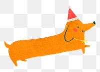 Png orange christmas dog doodle sticker, transparent background