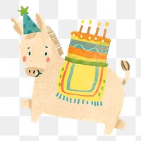 Png cute festive horse doodle sticker, transparent background