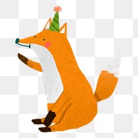 Png cute festive fox doodle sticker, transparent background