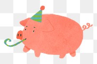 Png cute festive pig doodle sticker, transparent background