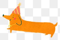 Png cute festive sausage dog doodle sticker, transparent background