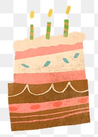 Png cute birthday cake doodle sticker, transparent background